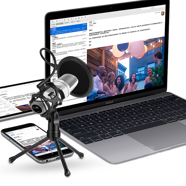 Flexible Plastic ABS Mic Isolation Shield with Pop Filter for Music Recording Gaming & Podcasting