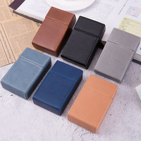 Étui à cigarettes rectangulaire en cuir PU et porte-cartes de visite, portefeuille fin minimaliste, boîte portable résistante aux rayures pour hommes