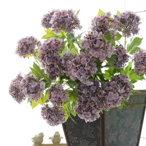 Fleur d'hortensia artificielle en latex de haute qualité, couleur <span class=keywords><strong>vintage</strong></span>, toucher réel, 3 têtes, fleur boule de neige, personnalisable pour la décoration de mariage - Product Image 5