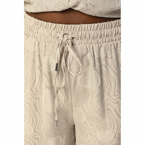 Pantaloni a Gamba Larga da Donna con Elastico in Vita e Motivo Misto Lungo Stile Boyfriend - Product Image 1