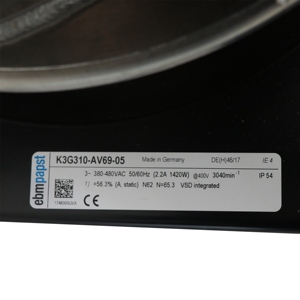 Ventilador centrífugo auxiliar para inversor ebmpapst K3G310-AV69-05 de 400 VCA y 1400 W de Alemania - Product Image 6