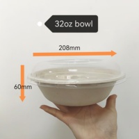 Bol rond compostable en pulpe de canne à sucre de 32 oz pour la restauration hôtelière, vaisselle jetable biodégradable en bagasse