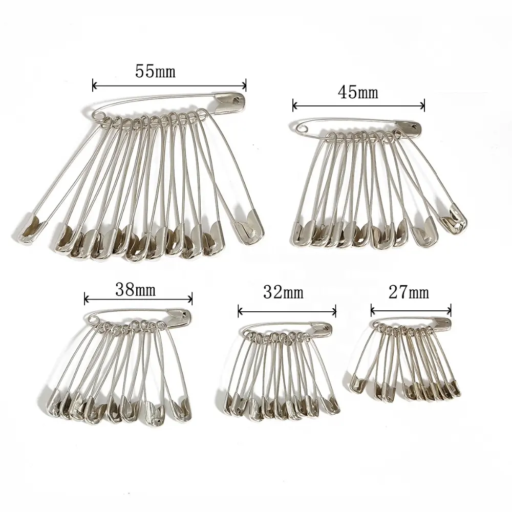 SP-0001 Custom 50Pcs DIY Sewing Tools Accessory Gold Safety Pins Stainless Steel Needles Large Silver Safety Pin
