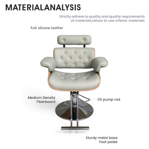 Sillón de Barbería Profesional Hidráulico Reclinable de Alta Calidad, Moderno, en Cuero PU y Madera, Estilo Vintage para Salón de Belleza Masculino - Product Image 3