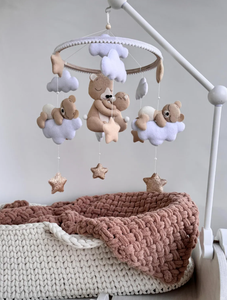 Oso familia bebé móvil fieltro oso guardería decoración dormir oso cuna móvil neutral Baby Shower regalo - Product Image 5