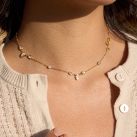 Collar de Cadena de Moda para Mujeres y Niñas, de Alta Calidad, Hipoalergénico, Moderno, de Acero Inoxidable con Circonitas