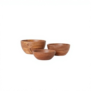 Ensemble de trois bols multifonctionnels en bois poli, écologiques et de haute qualité, fabriqués en Inde, pour les fêtes et les événements. - Product Image 4