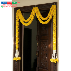 Artificial Yellow Flower Garland with <b>White</b> Tassel Decorative <b>Hanging</b> Mala for Wedding Festival Temple Decoration - Product Image 2