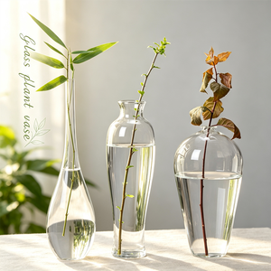Jarrón de Vidrio de Borosilicato Transparente, Estilo Chino, Hecho a Mano, Ecológico, para Plantas y Flores, Decoración del Hogar - Product Image 3