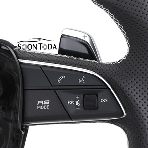 Volant personnalisé en fibre de carbone pour <span class=keywords><strong>Audi</strong></span> RS3 S3 A3 8Y, fond plat, cuir perforé avec palettes de changement de vitesse - Product Image 3
