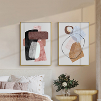 Peinture décorative de style nordique - Art mural botanique/géométrique minimaliste pour salon/chambre