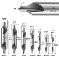 Ensemble de forets centraux HSS Kit d'outils de fraisage à angle de 60 degrés avec tailles 1mm 1.5mm 2mm 2.5mm 3mm 4mm 5mm
