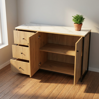 Meuble de rangement en bois à deux portes et trois tiroirs pour intérieur – Offre spéciale