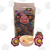 Bonbons gélifiés doux et acidulés Halal en forme de toupie, fourrés à la confiture, saveur fruitée, pour enfants, en forme de jouet, très demandés