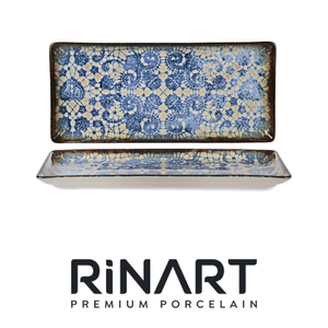 Plateau de service rectangulaire Bluet 33,5 × 15,2 cm en porcelaine fine de qualité supérieure avec impression numérique Rinart - Product Image 4