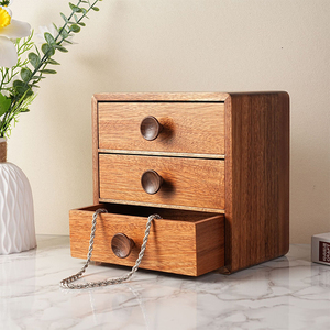 Caja de Almacenamiento de Joyas de Madera Maciza, Nogal Negro, Pequeña, Moderna, Rectangular, Duradera, Ahorra Espacio, Decoración del Hogar - Product Image 5