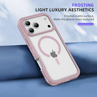 Coque de téléphone antichoc et anti-traces de doigts en TPU+PC magnétique rose transparente de luxe, vente en gros d'usine, pour iPhone 17 16 15 Pro Max