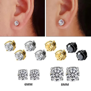 Pendiente <span class=keywords><strong>de</strong></span> Clip Magnético Lateefah <span class=keywords><strong>de</strong></span> Acero Inoxidable con Circón para <span class=keywords><strong>Hombre</strong></span> y Mujer Sin Perforación - Product Image 2