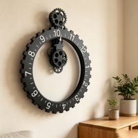 Horloge murale Creative Gear, style mécanique silencieux, horloge murale vintage européenne, horloge décorative assemblée à la main pour le salon