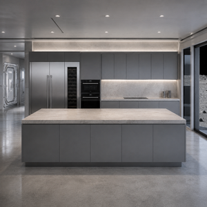 Meubles de <span class=keywords><strong>cuisine</strong></span> sur mesure de luxe avec îlot central, rangements hauts et portes laquées mates - Product Image 6