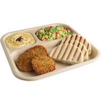 Barquette alimentaire jetable en bagasse de canne à sucre à compartiments multiples, compostable et biodégradable, pour plats à emporter, avec logo personnalisé
