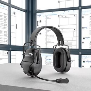 OMFOX-Auriculares tácticos inalámbricos montados en la cabeza con reducción de ruido ANC + mejora de voz ENC completo incluido para sitio de minería OEM - Product Image 3
