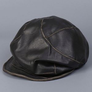 2025 New Arrival PU Leather Newsboy Cap Personalized Men Women Casual Retro Fashion Trendy <b>Beret</b> Hat - Product Image 1