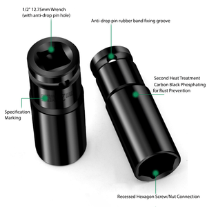 20-piece Set of 1/2-inch Electric Impact Wrench, Deep <strong>Socket</strong> Extended cr-v Hexagonal <strong>Socket</strong> Pneumatic Wrench for Car Repair - Product Image 5