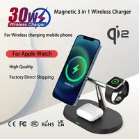 Station de charge magnétique sans fil 3-en-1 30W pour iPhone 17 13 Pro Max, montre et Airpods – Dock de charge rapide