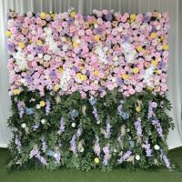 B-FW018 Mur de fleurs artificielles enroulable en gros 8ft x 8ft Panneaux muraux de roses 3D 5D Décoration murale de mariage