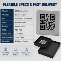 Plaque de menu en acier inoxydable gravée au laser personnalisée avec code QR, panneau métallique avec trous de fixation, étiquette d'identification de numéro de table de restaurant