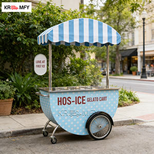 Carrito de comida móvil de fibra de vidrio para helados con congelador para catering y servicio de alquiler en bodas y fiestas en la playa - Product Image 5