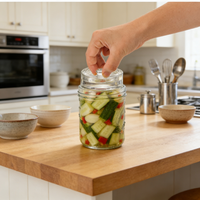 Kits de bocaux Mason avec poignée ergonomique et poids en verre pour la fermentation des légumes, pour bocaux à large ouverture, idéaux pour les cadeaux