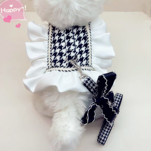 Arnés para Perros y Gatos, Diseño de Pata de Gallo en Blanco y Negro, Ajustable, para Razas Pequeñas, con Correa para Pasear - Product Image 3