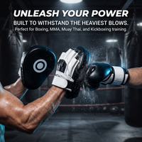 Mitaines de boxe en cuir PU, poignée ergonomique incurvée, mousse épaisse respirante, coussinets de main réglables pour l'entraînement au punching