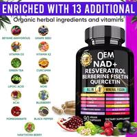 Capsules de fusion minérale NAD+ OEM liposomales tout-en-un avec Resvératrol, Quercétine, Berbérine et Fisétine pour l'énergie cellulaire