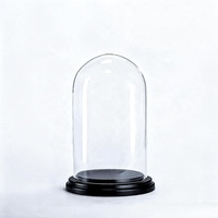 Cúpula de Acrílico con Base de Madera Negra, Exhibidor Decorativo, Campana de Cristal para Objetos Antiguos y Coleccionables, Terrario, Decoración del Hogar