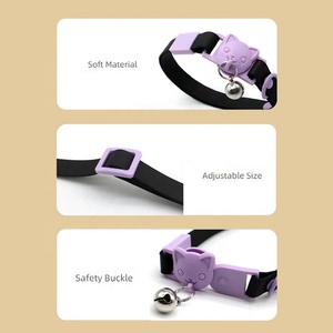 Correa de goma recubierta con logotipo personalizado, <span class=keywords><strong>collar</strong></span> de seguridad ajustable para gatos, pequeño, impermeable, de silicona, PVC, con campana, disponible - Product Image 6