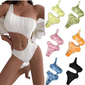 El Nuevo Traje de Baño de Una Pieza de Color Sólido con Hombro Descubierto es un Bikini Sexy para Mujer - Product Image 1