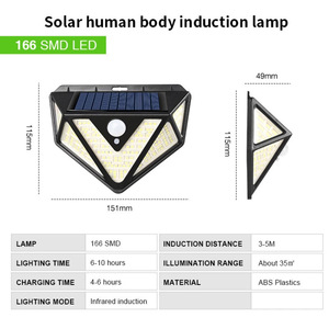 Lámpara de Pared Exterior con Energía Solar y Sensor de Movimiento, Lámpara de Jardín Impermeable para Patio - Product Image 5