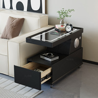 Table d'appoint mobile intelligente avec chargeur sans fil et haut-parleur Bluetooth, table d'appoint mobile pour salon et chambre à coucher
