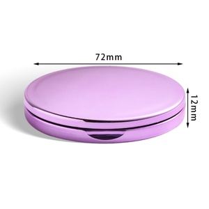 Dual Side Metal Cosmetic Giveaway Gift <b>Compact</b> <b>Mirror</b> Romantic Unique Pink Purple Color - Product Image 6