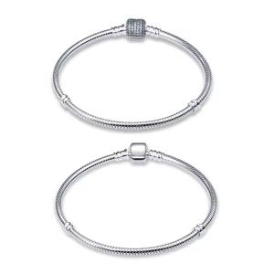 Nuevo en Original 925 pulsera <span class=keywords><strong>de</strong></span> <span class=keywords><strong>cadena</strong></span> <span class=keywords><strong>de</strong></span> serpiente <span class=keywords><strong>de</strong></span> plata se adapta a 3mm Original Charm Bead para mujeres pulseras <span class=keywords><strong>de</strong></span> corazón regalos <span class=keywords><strong>de</strong></span> joyería caliente - Product Image 1