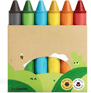 슈퍼 점보 크레용 (6팩) 100% 순수 밀랍 무독성 친환경 유아용 1-3세 초대형 손쉬운 그림 그리기 - Product Image 5