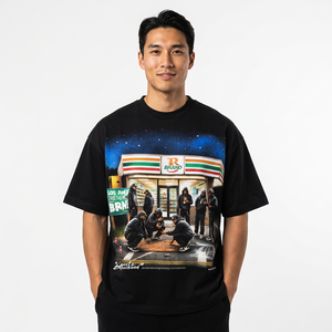 T-shirt à manches courtes surdimensionné pour homme, imprimé en sérigraphie, col roulé formel, 100% coton, coupe classique - Product Image 6