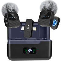 Micrófono Lavalier Inalámbrico Mini, Micrófono de Solapa Inalámbrico para iPhone/Android/Tabletas, Mini Micrófono Magnético con Estuche de Carga