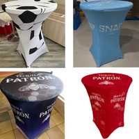 Pas de nappe quantité minimale de commande intérieur extensible Spandex impression personnalisée Logo barre de fête haut Cocktail couverture de Table ronde