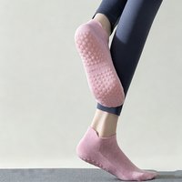 Chaussettes de yoga en coton antidérapantes personnalisées, chaussettes courtes respirantes en maille, chaussettes de fitness Pilates