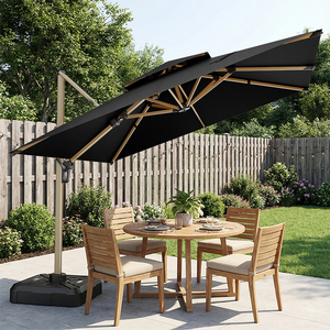 Sombrilla de Patio Impermeable Negra HANYI, Sombrilla Cuadrada Grande <span class=keywords><strong>para</strong></span> Exteriores, de Doble Techo, Resistente, con Rotación de 360 Grados <span class=keywords><strong>para</strong></span> Jardín - Product Image 1