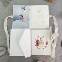 Folio d'invitation de mariage exquis à couverture rigide, personnalisé avec photo et dorure à chaud, pour réception de mariage, fête, banquet, invitation moderne de luxe